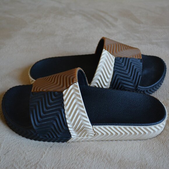 ADIDAS Alexander Wang x AW Adilette Slide Black White Brown US size 7 ADIDAS Alexander Wang x AW Adilette Slide Black White Brown  main image 3